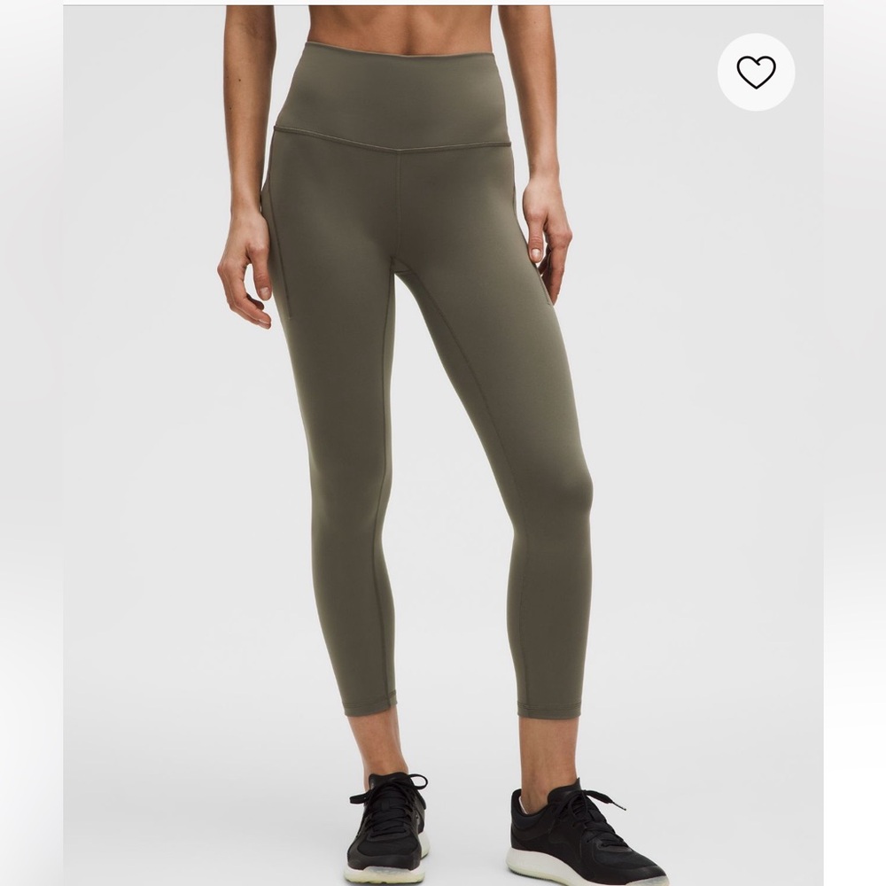 Lululemon Athletica Wunder Train High Rise Crop - Army Green Leggings